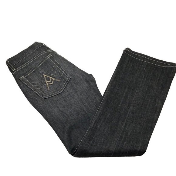 COPY - 7 For All Mankind Black Washed Flare Jeans 7FAM Mid Rise Women's Size 28 - Picture 2 of 15